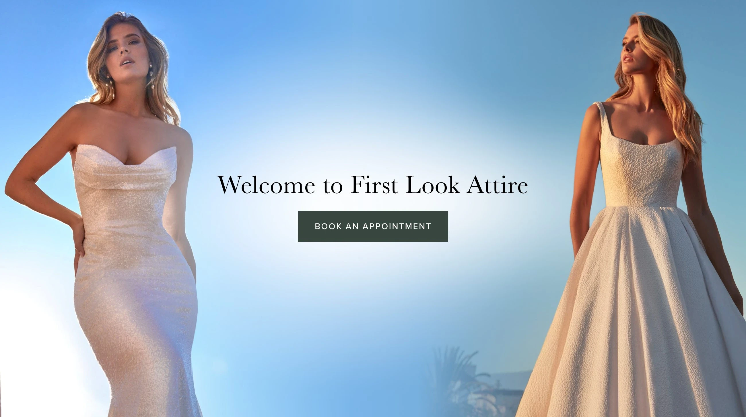 Models wearing Madison James MJ1151 and MJ1157 bridal gowns, desktop banner