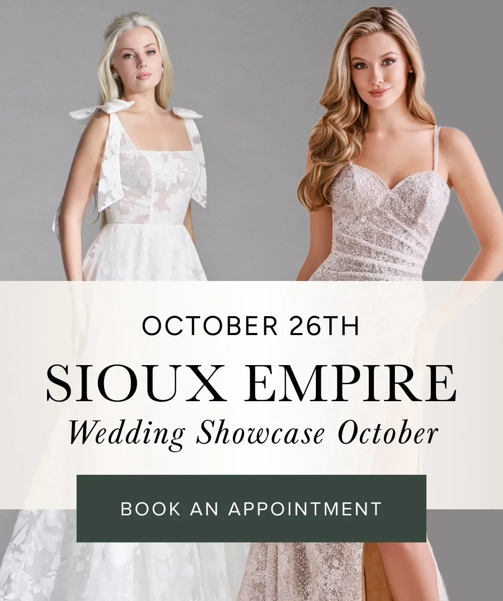 Sioux Empire Wedding Showcase October banner, models wearing bridal gowns, mobile banner