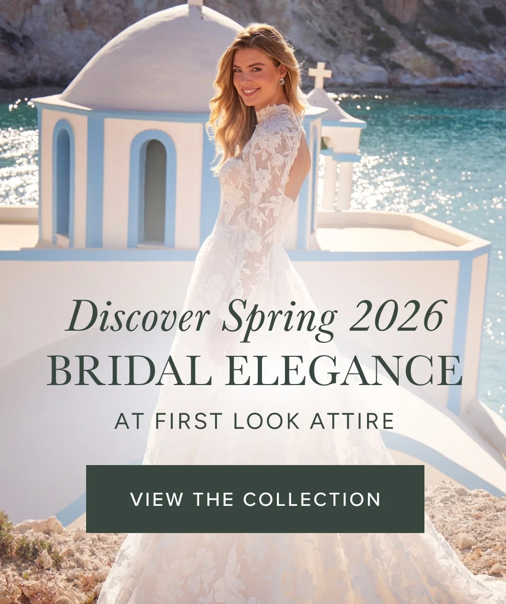Model wearing Madison James bridal gown, Spring 2026 Bridal collection mobile banner